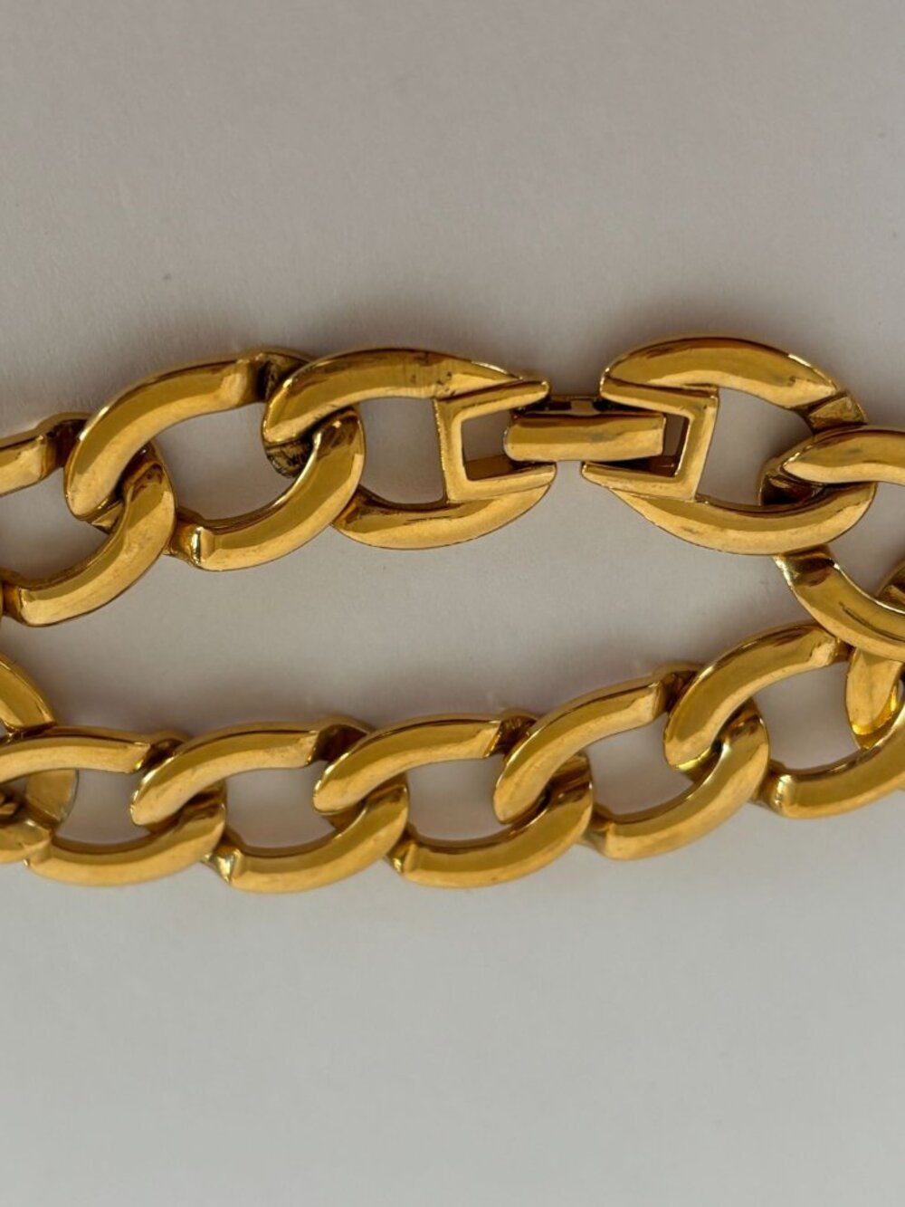Monet Gold Tone Chain Bracelet Chunky Link Signed Vintage Statement 7.5 Inch